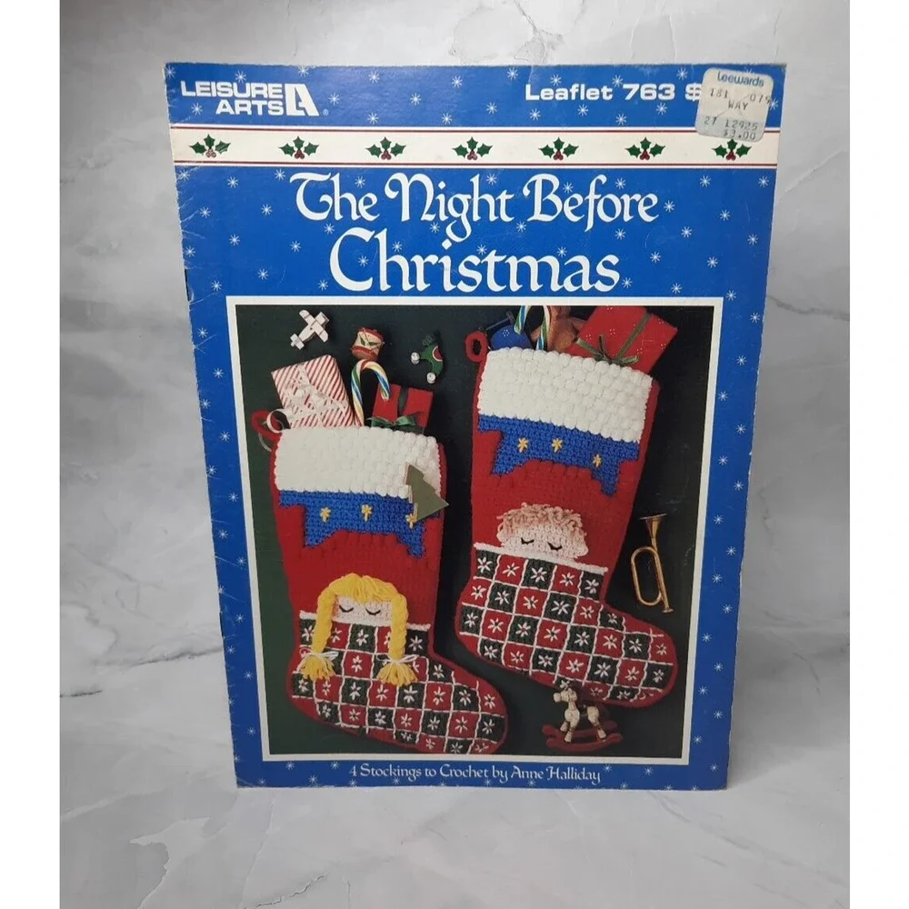 1989 Leisure Arts Crochet Leaflet The Night Before Christmas 4 Stockings